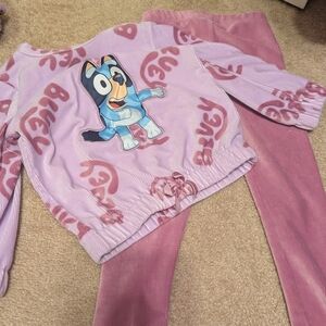 Girls Pink Corduroy Kids Matching Set with Cartoon Puppy